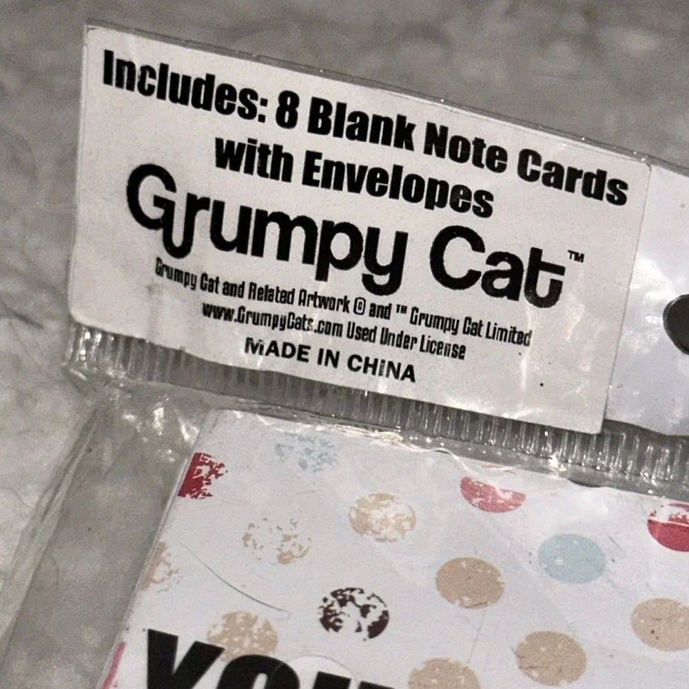 Grumpy Cat Blank Note Cards with Envelopes 8 Count Sarcastic Meme Stationery